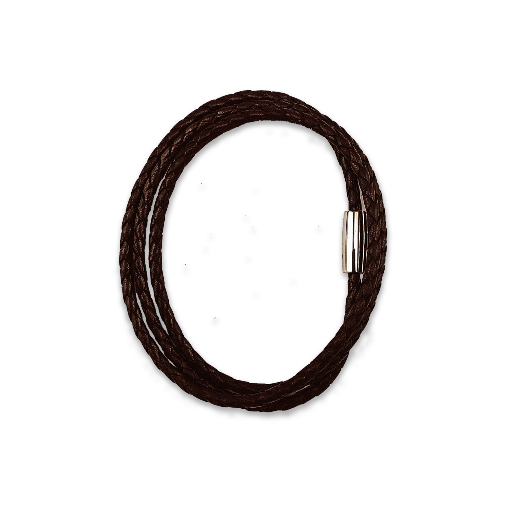 Triple Wrap Braided Leather Bracelet (Dark Brown)